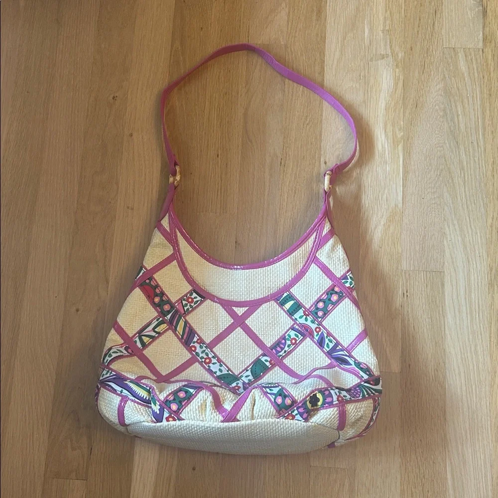 Vera Bradley Purse Viva La Vera Retired Rattan Straw Hobo Shoulder Bag Pink